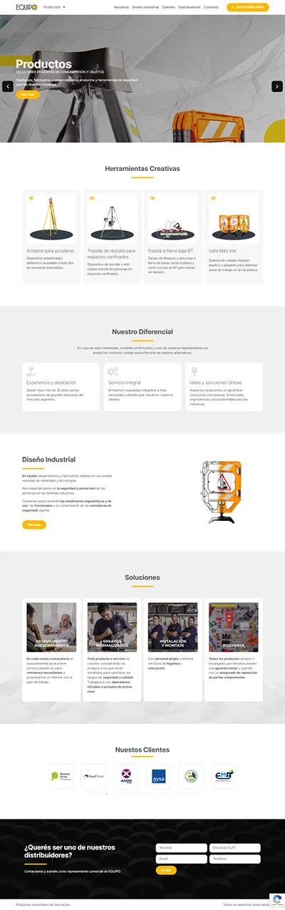 Sitio industrial de equipos y seguridad Equipo CV