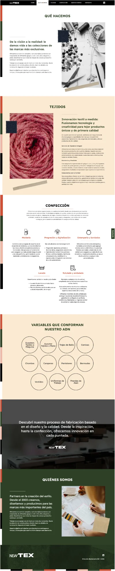 Sitio corporativo de industria textil Newtex