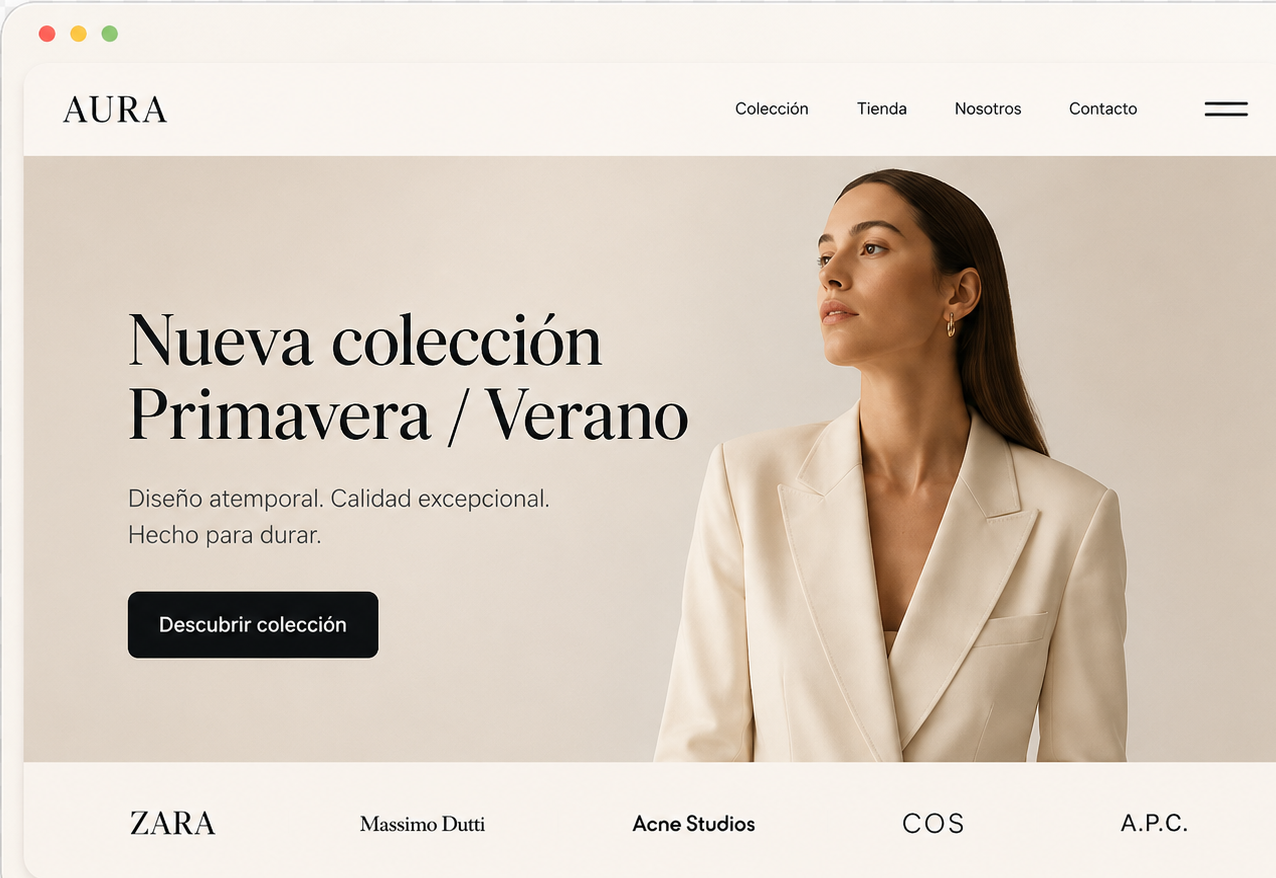 Vista previa de ecommerce de moda Aura