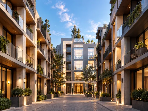 Apartment complex with planted balconies