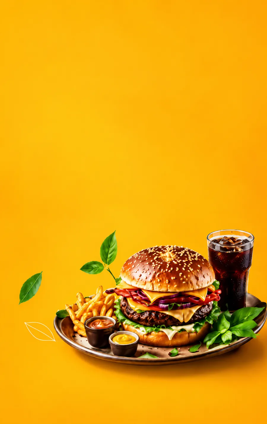 Burger, fries and a drink