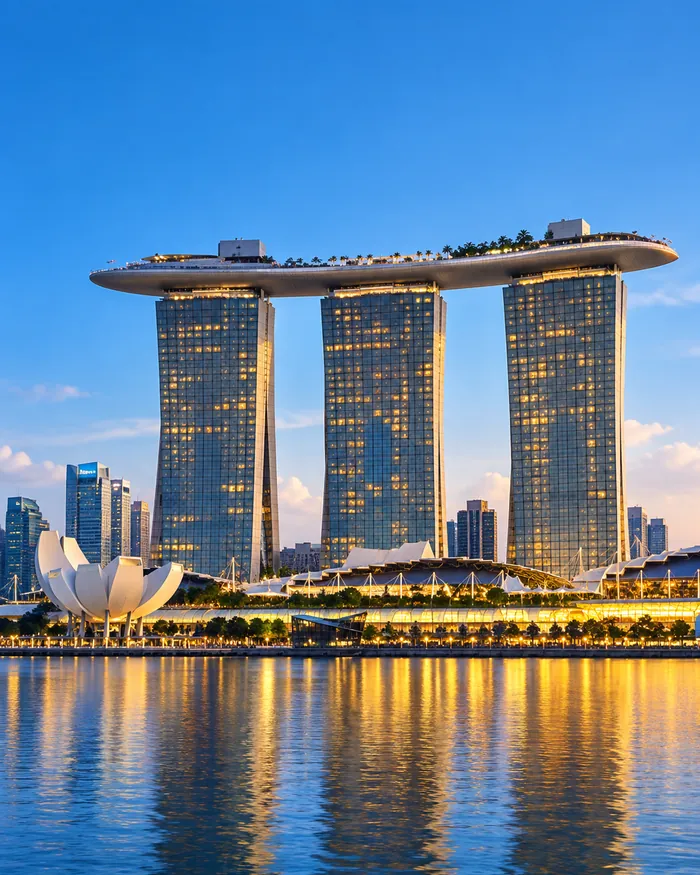 Marina Bay Sands en Singapur al atardecer
