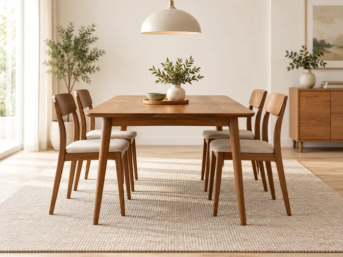 Mesa de comedor de madera con cuatro sillas