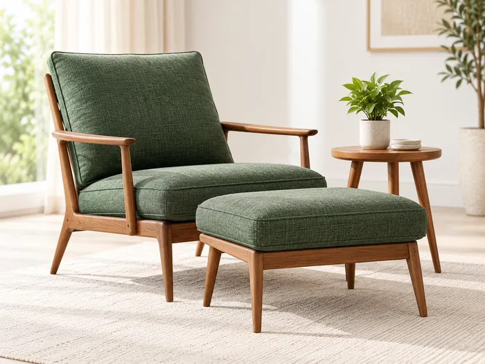 Sillón verde con otomana a juego