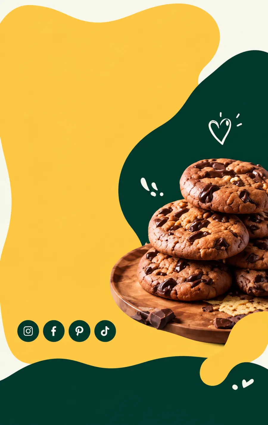 Chocolate chip cookies on a wooden board