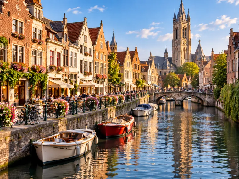 Canales de una ciudad europea con casas históricas