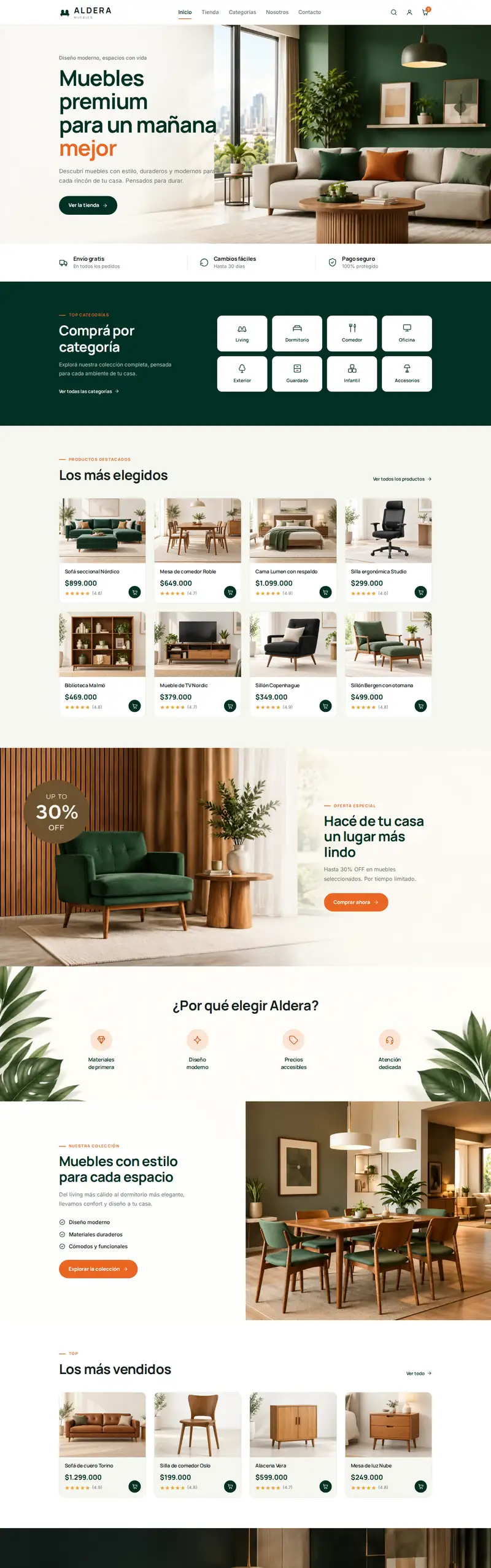 Home de Aldera Muebles en computadora