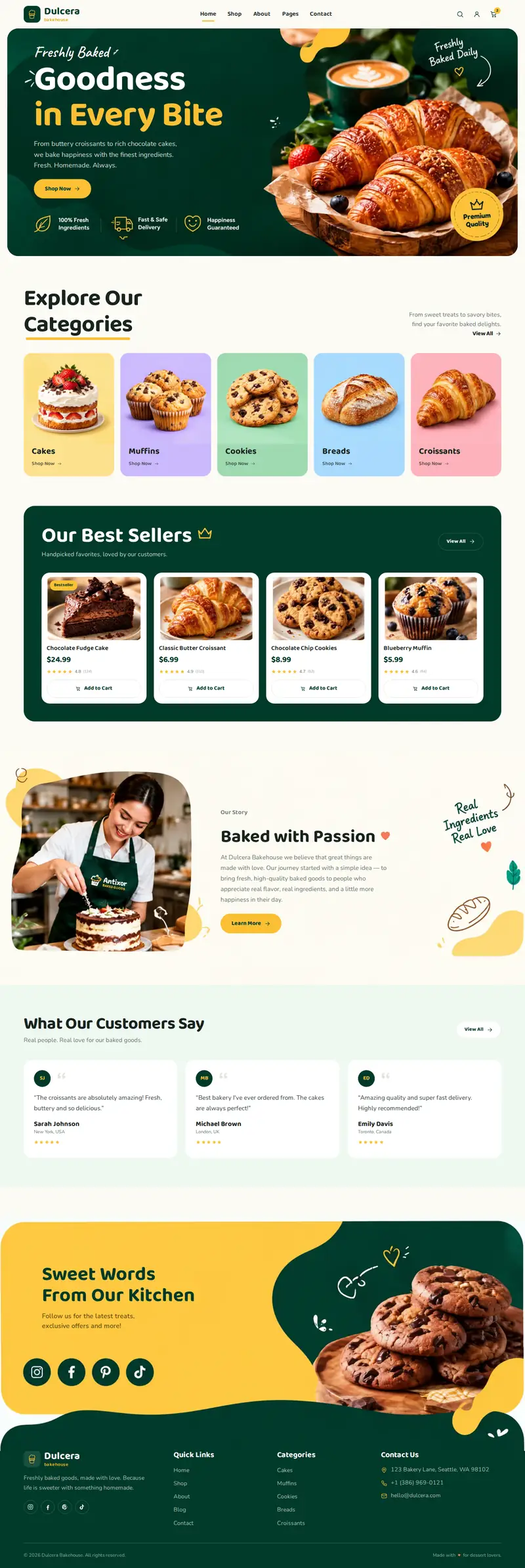 Home de Dulcera Bakehouse en computadora