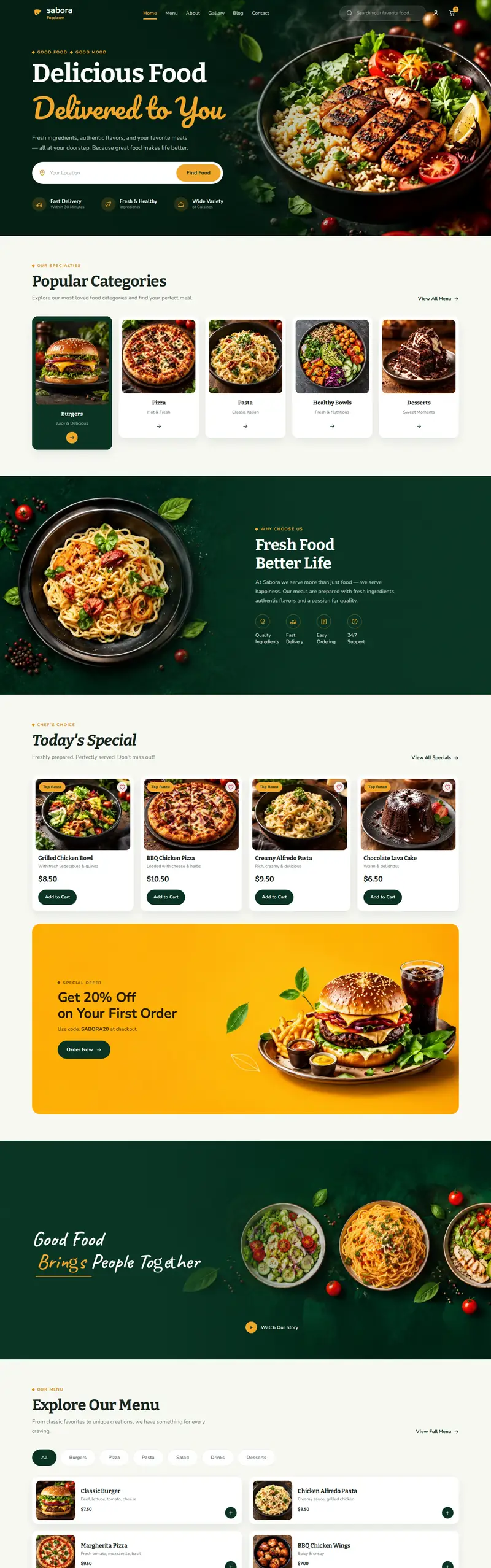 Home de Sabora Food.com en computadora