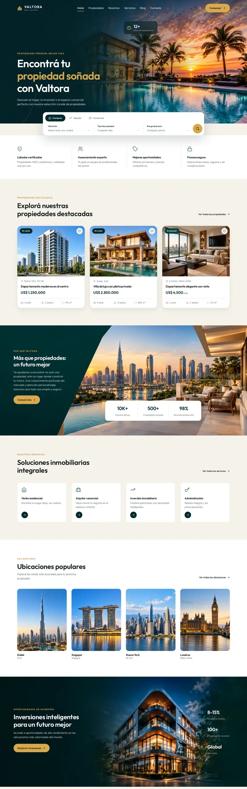Home de Valtora Real Estate en computadora